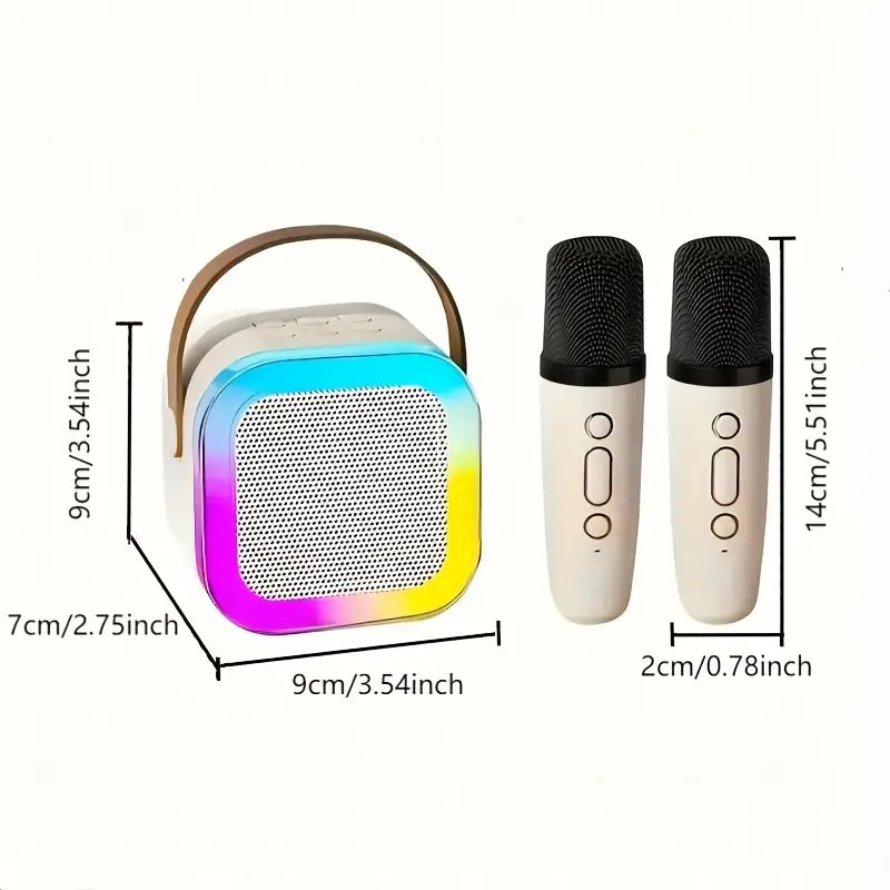 جهاز كاريوكي K12 صغير مزود بميكروفونين لاسلكيين 