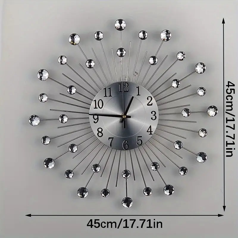 Star Design Silver Color Metal Fancy Wall Clock
