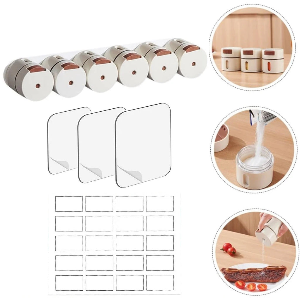 Set of 6 Magnetic Condiment Containers for Kitchen
