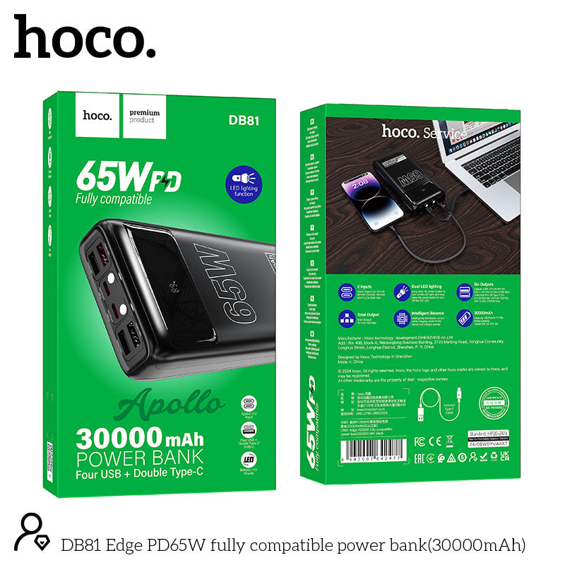 HOCO DB81 PD 65W 30000mAh Power bank With LED Light