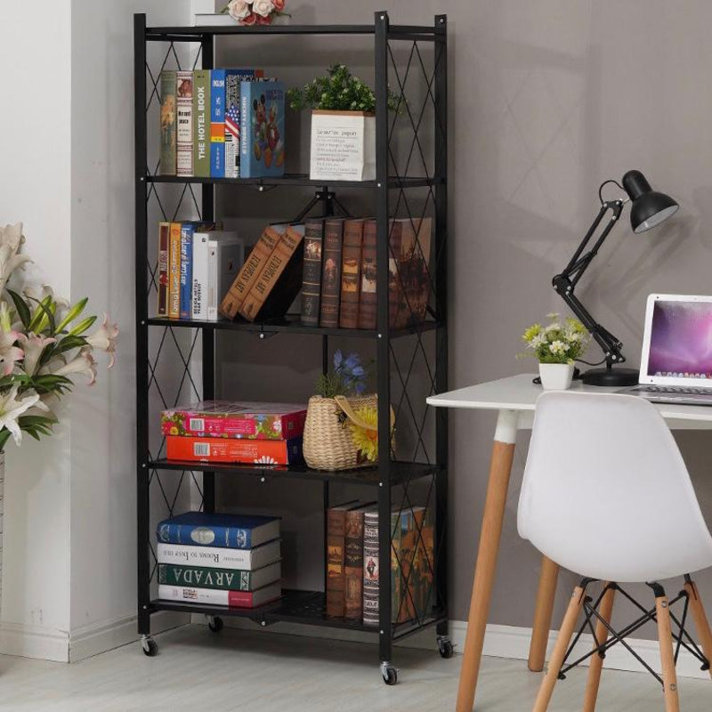 5 Layer Steel folding rack shelf with wheels