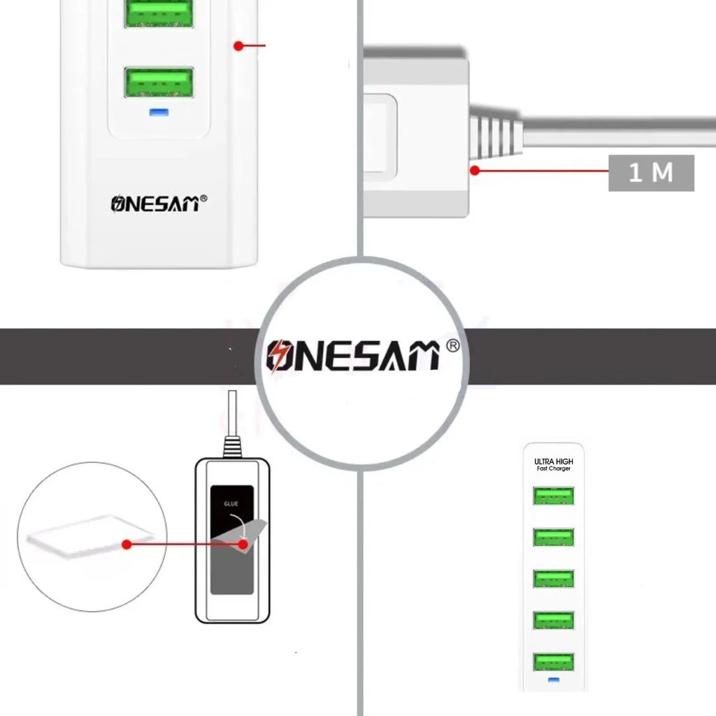 كابل Onesam 24 وات USB PD للشحن السريع متعدد المنافذ بطول 1 متر