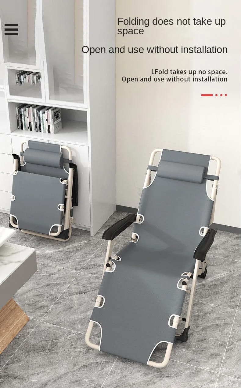 Folding Recliner Backrest Lazy Beach Chair Leisure Cool Recliner Bed Portable Home Balcony Marching Bed Home Camping