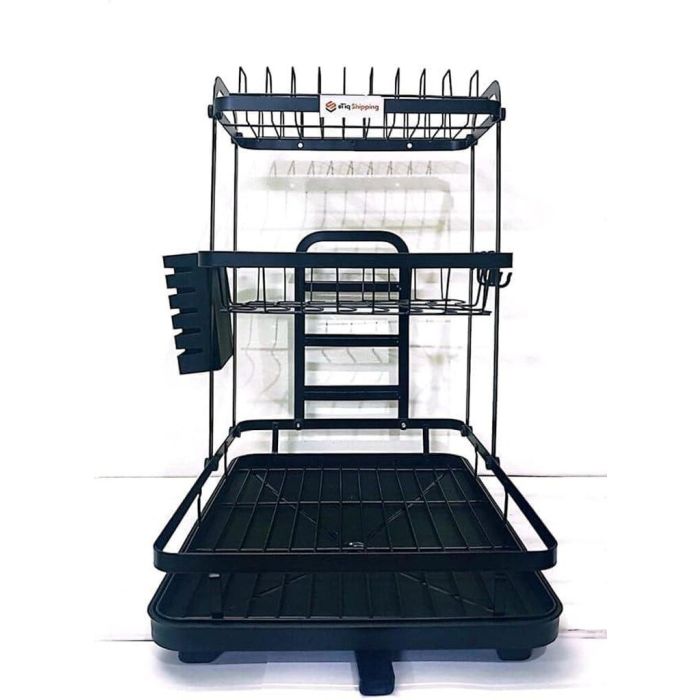 Dish Drying Rack - 3 Tier Dish Rack with Drain Spout, Rust Resistant Dish Drainer