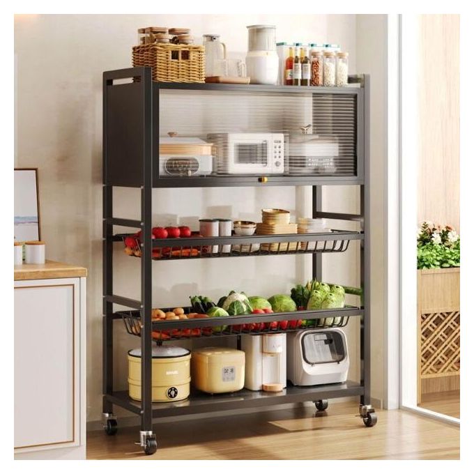 5 Levels Storage Cabinet with Doors and Shelves Cabinet Organizer with Wheels Thickened for Kitchen Living Room