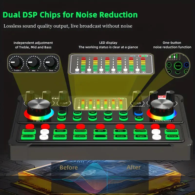 بطاقة صوت احترافية M300 مع مجموعة ميكروفون مكثف بجودة الاستوديو 