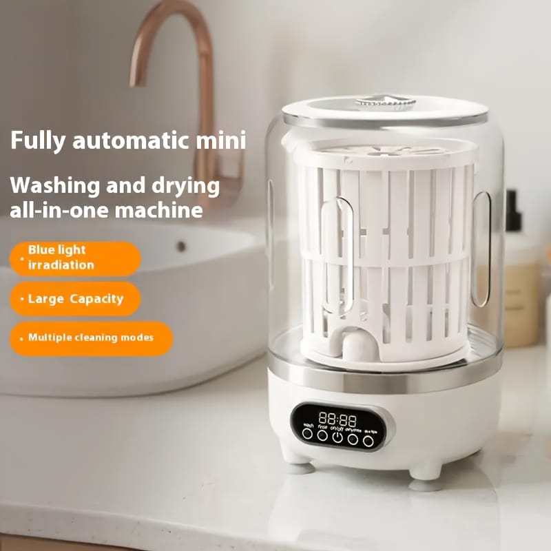 Portable 3L Mini USB Rechargeable Washing Machine with Blue-light