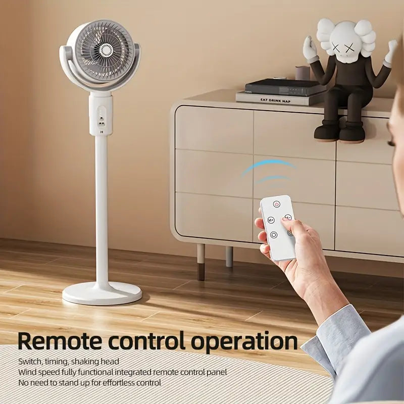 Adjustable Height Floor Fan with Type-C USB Power