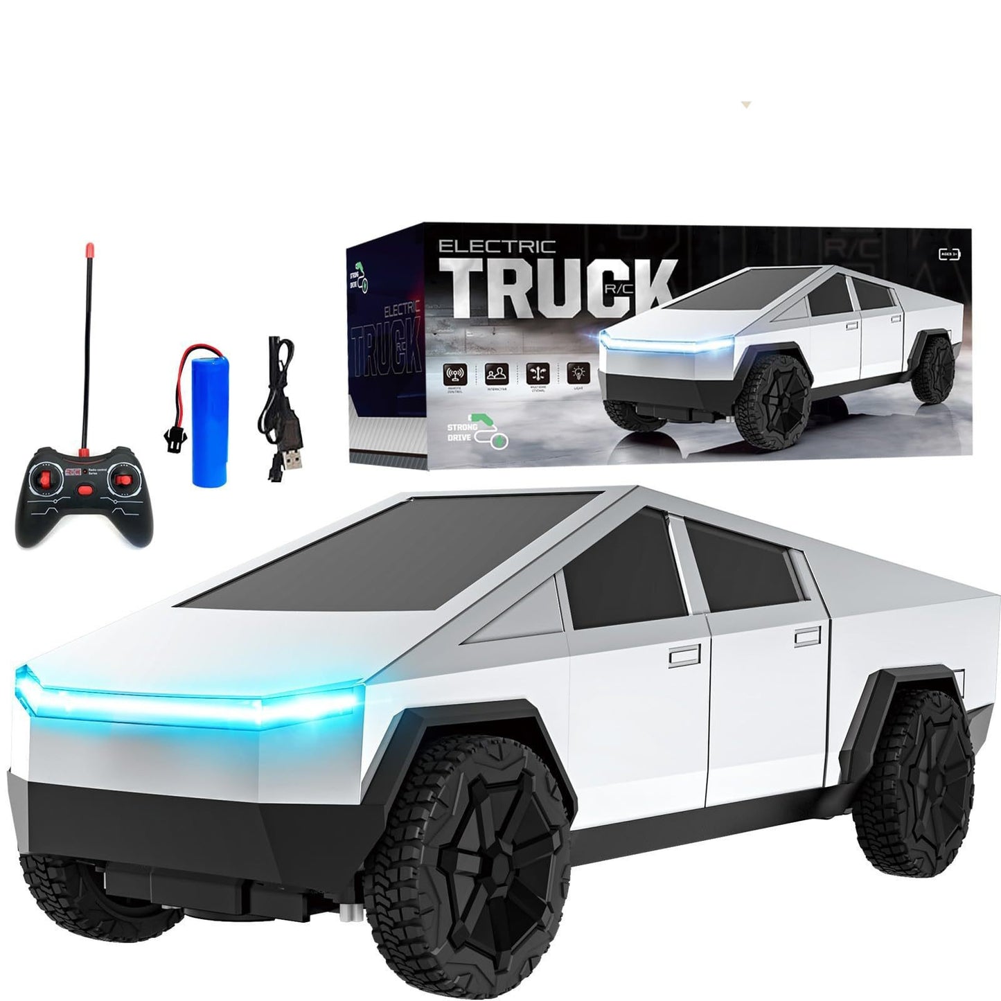 Tesla Cyber truck High Speed RC with Dual Motor 2.4GHz Long Battery Life Light Effects Runs On All-Terrain 1:14 RCRemote Control Car for Kids