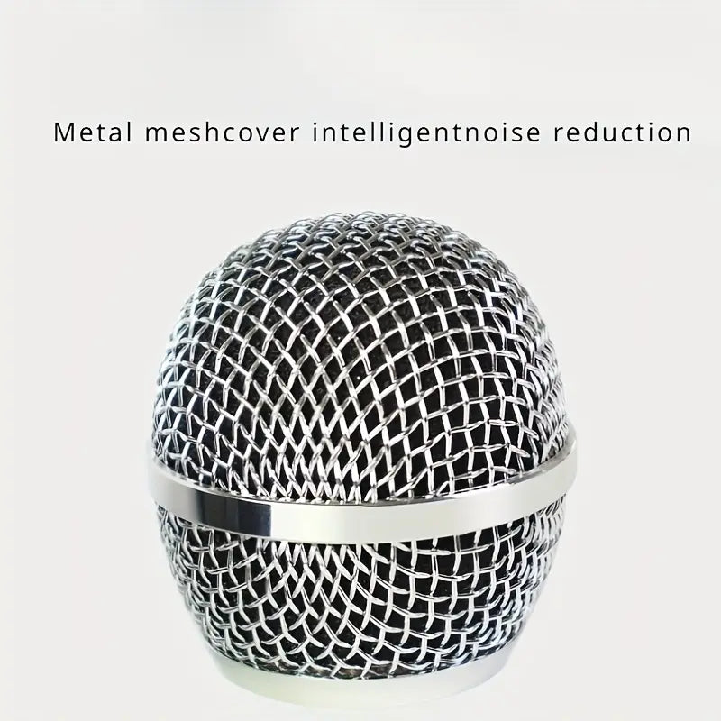 ميكروفون سلكي عالمي بملف متحرك، ميكروفون كاريوكي محمول باليد كلاسيكي فضي اللون