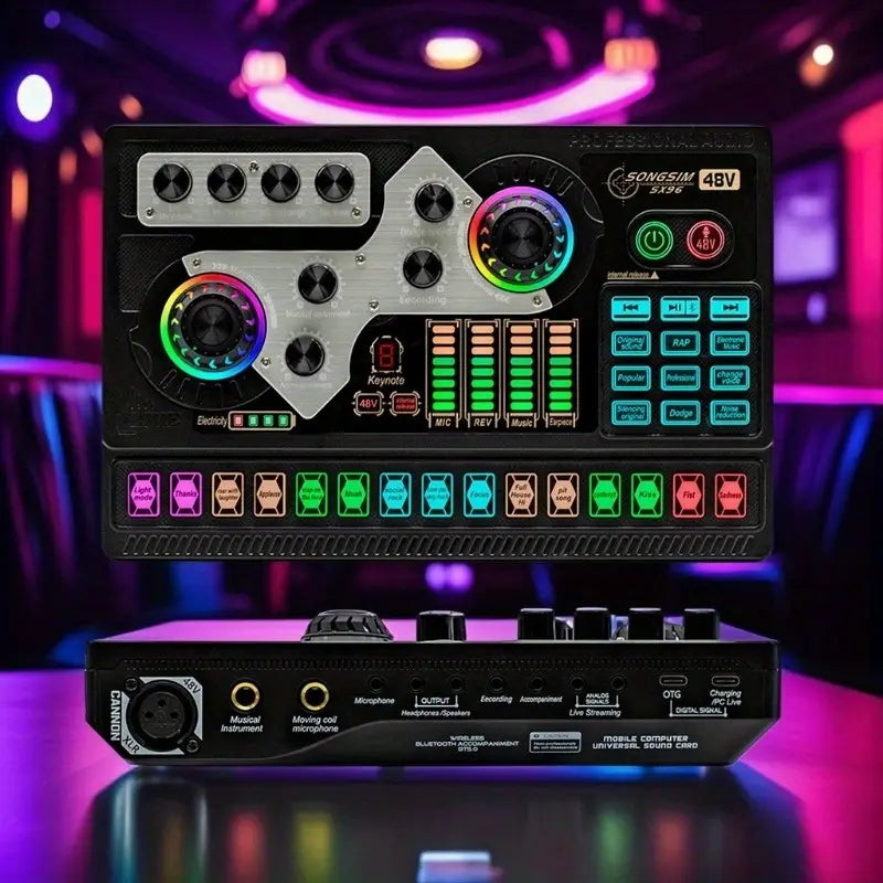 خلاط بطاقة صوت SX96 48V مع ميكروفون U87P للبث المباشر للكمبيوتر والغناء في الهواء الطلق وخلاط منزلي