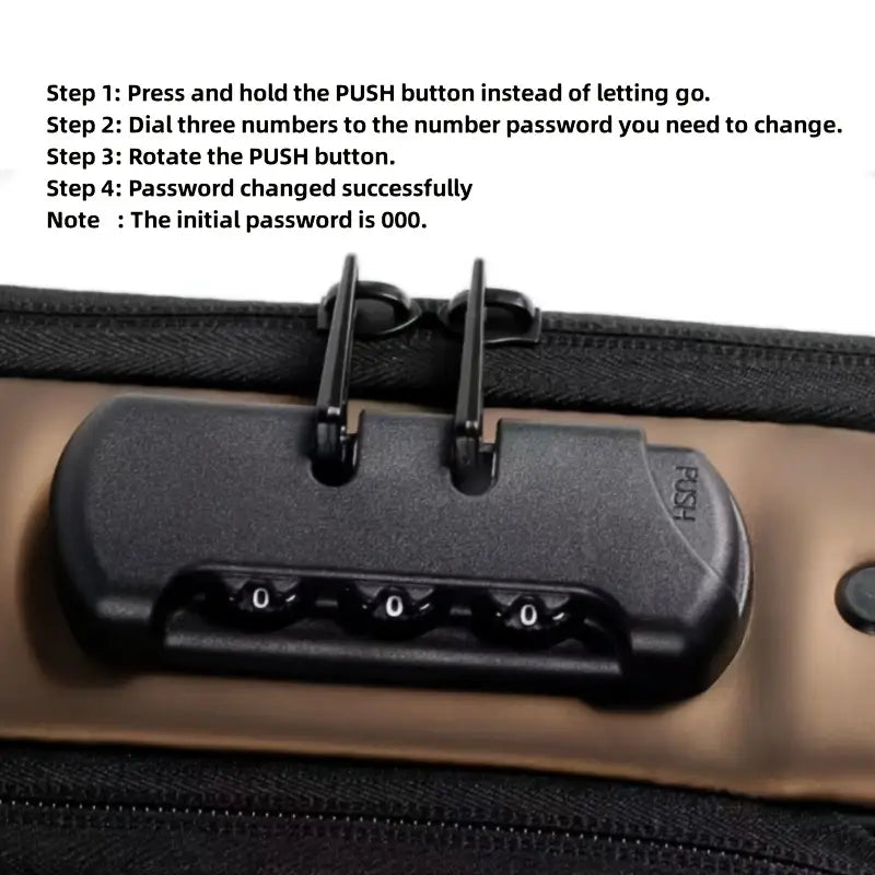 Men's Anti-theft Crossbody Shoulder Bag With USB Charging Port Waterproof