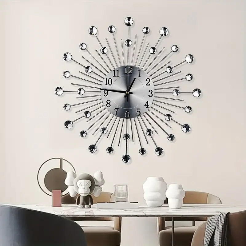 Star Design Silver Color Metal Fancy Wall Clock