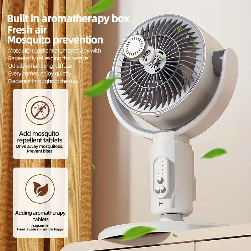 Adjustable Height Floor Fan with Type-C USB Power