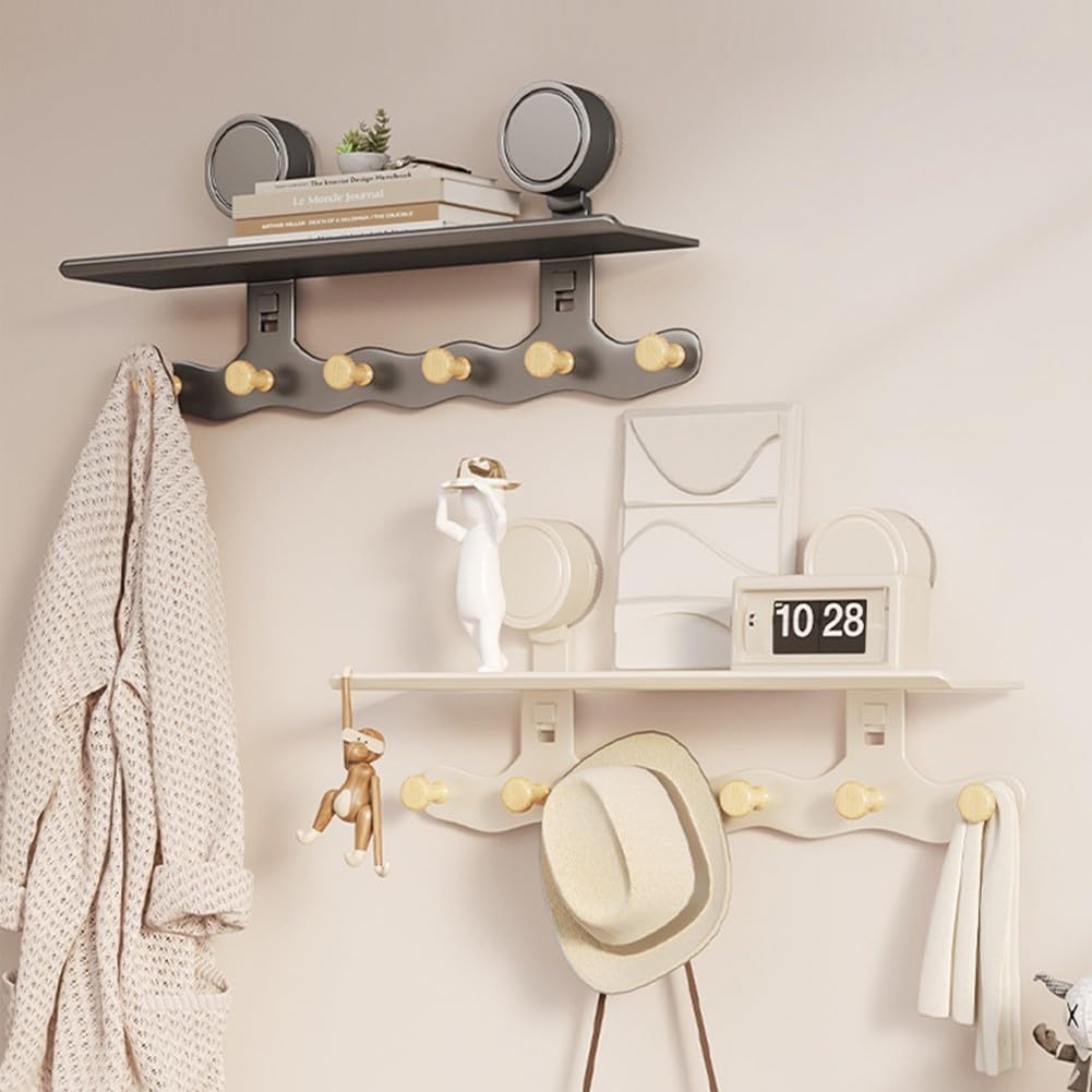 حامل دش مع كوب شفط مفرغ من الفولاذ الكربوني، رف تخزين مثبت على الحائط