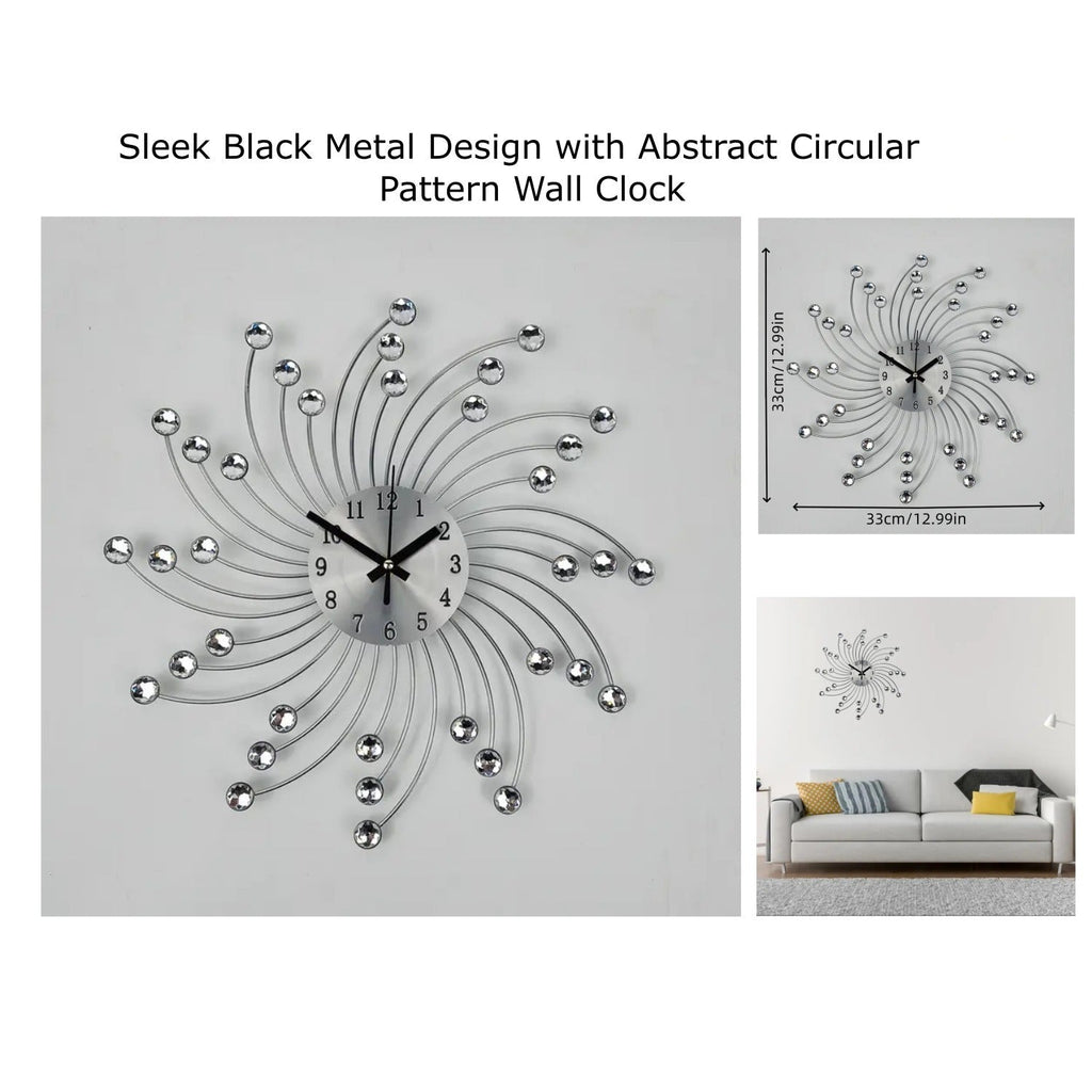 Sleek Circular Star Design Metal Fancy Wall Clock