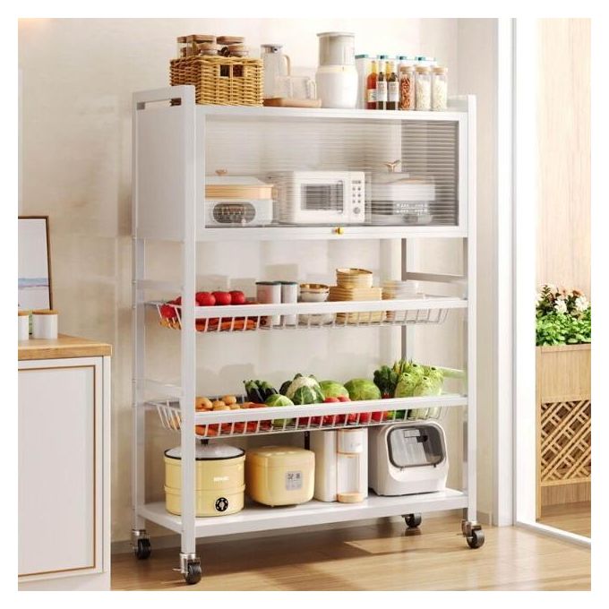 5 Levels Storage Cabinet with Doors and Shelves Cabinet Organizer with Wheels Thickened for Kitchen Living Room