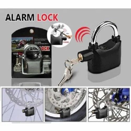 Alarm Security Lock with Motion Sensor Siren and 3 Keys, Metallic Finish for Home Safety Anti Theft System for Home, Office Door and Bikes (Motion Sensing Siren Locks, Metal, Black)