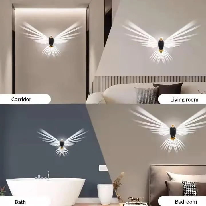 Plastic Bald Eagle Wall Light, American Animal Bird Wall Night Light, White, Home