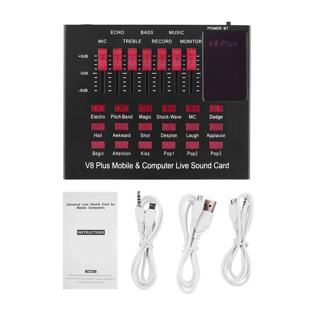 V8 PLUS SOUND CARD WITH BM800 MIC FULL SET