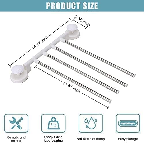 Towel Racks for Bathroom Rotating Bathroom Four-bar Suction Cup Wall Hanging Towel Hanger