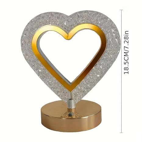 USB RECHARGEABLE CRYSTAL LED NIGHT HEART TABLE LAMP