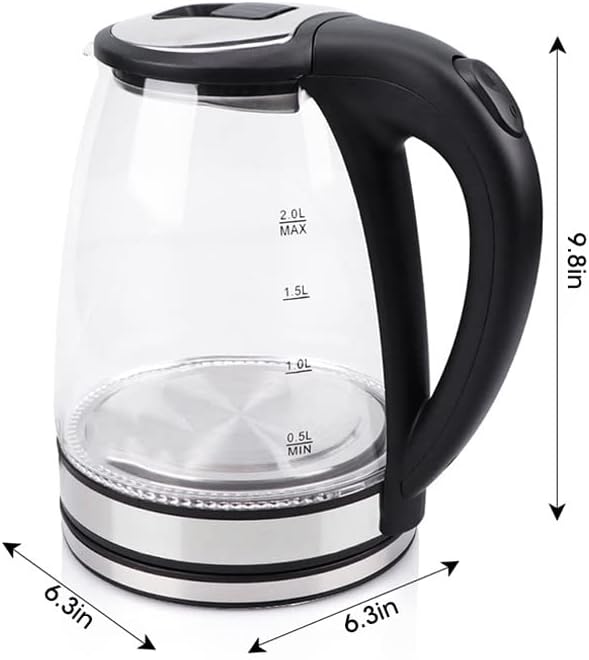 غلاية كهربائية زجاجية بسعة 2 لتر لتسخين الماء