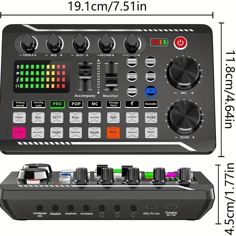 بطاقة صوت F998 مع مجموعة ميكروفون BM-800