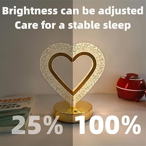 USB RECHARGEABLE CRYSTAL LED NIGHT HEART TABLE LAMP