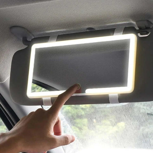 مرآة واقية من الشمس للسيارة بإضاءة LED 2 في 1