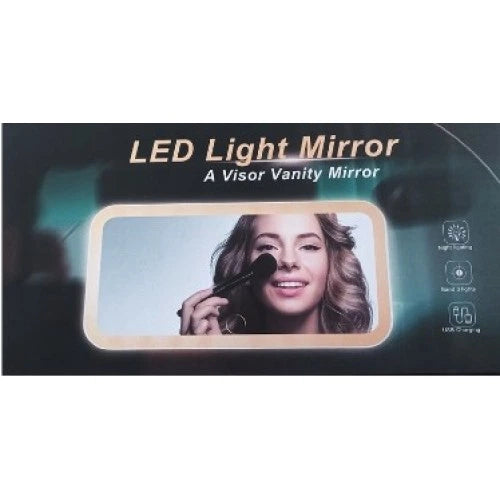 مرآة واقية من الشمس للسيارة بإضاءة LED 2 في 1