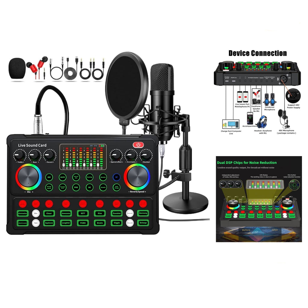 بطاقة صوت احترافية M300 مع مجموعة ميكروفون مكثف بجودة الاستوديو 