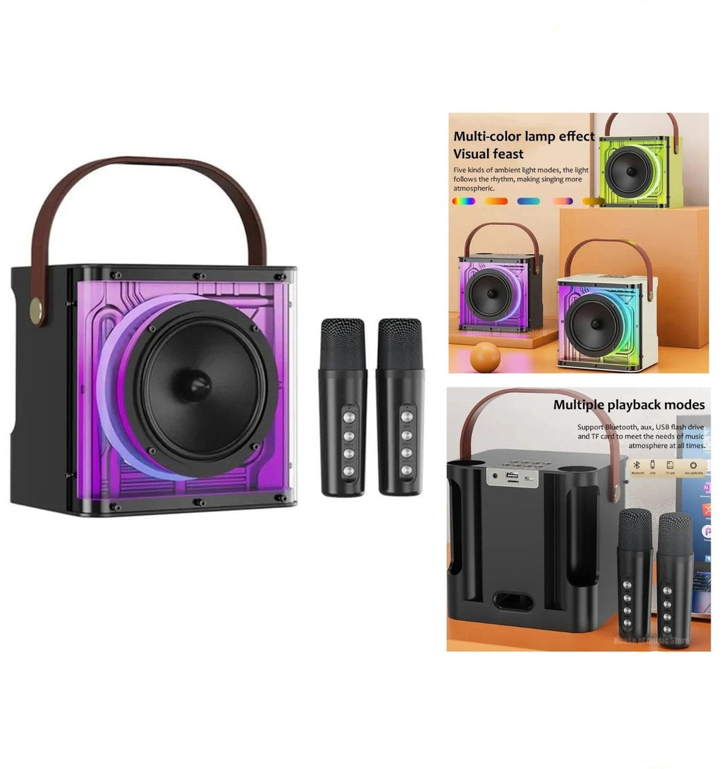 M23 PLUS مكبر صوت كاريوكي بلوتوث RGB مع ميكروفون مزدوج