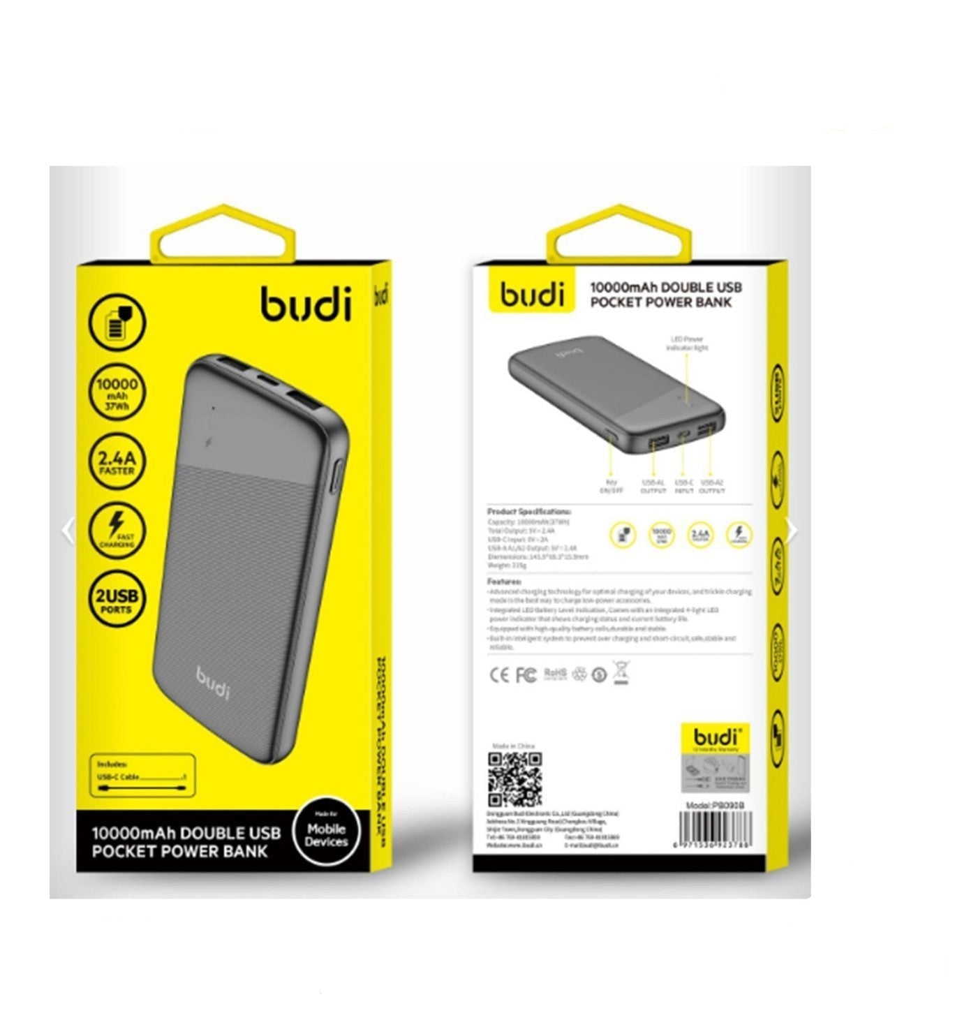 Budi Power Bank 10000mah 2 USB Fast charging