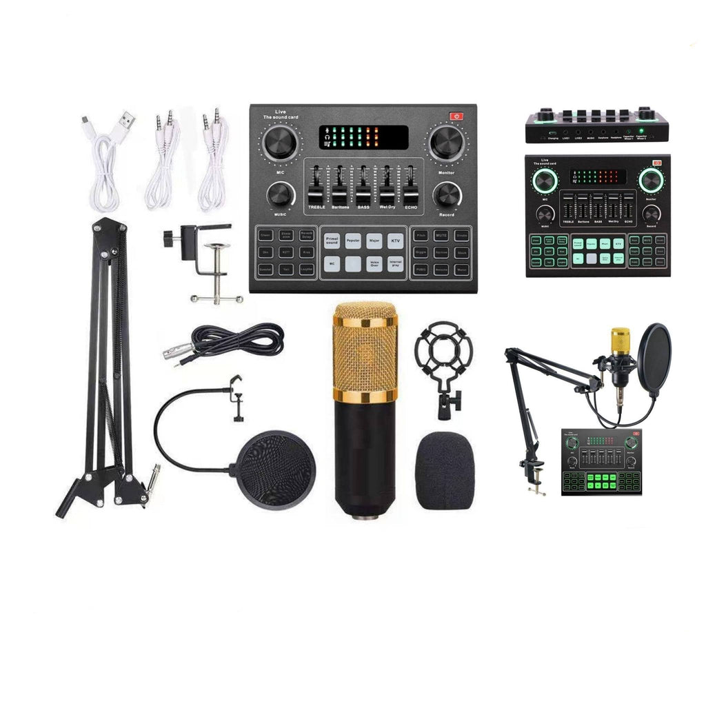 بطاقة صوت V9 مع مجموعة ميكروفون Bm800 كاملة 