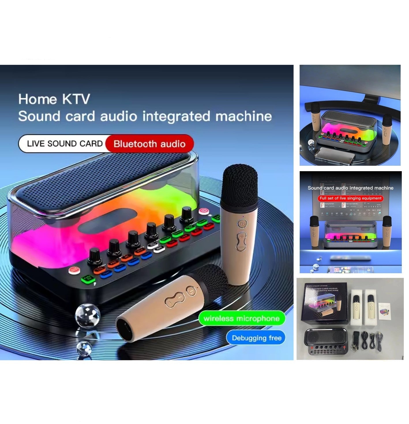 بطاقة صوت SY11 بلوتوث مع ميكروفون لاسلكي مزدوج 