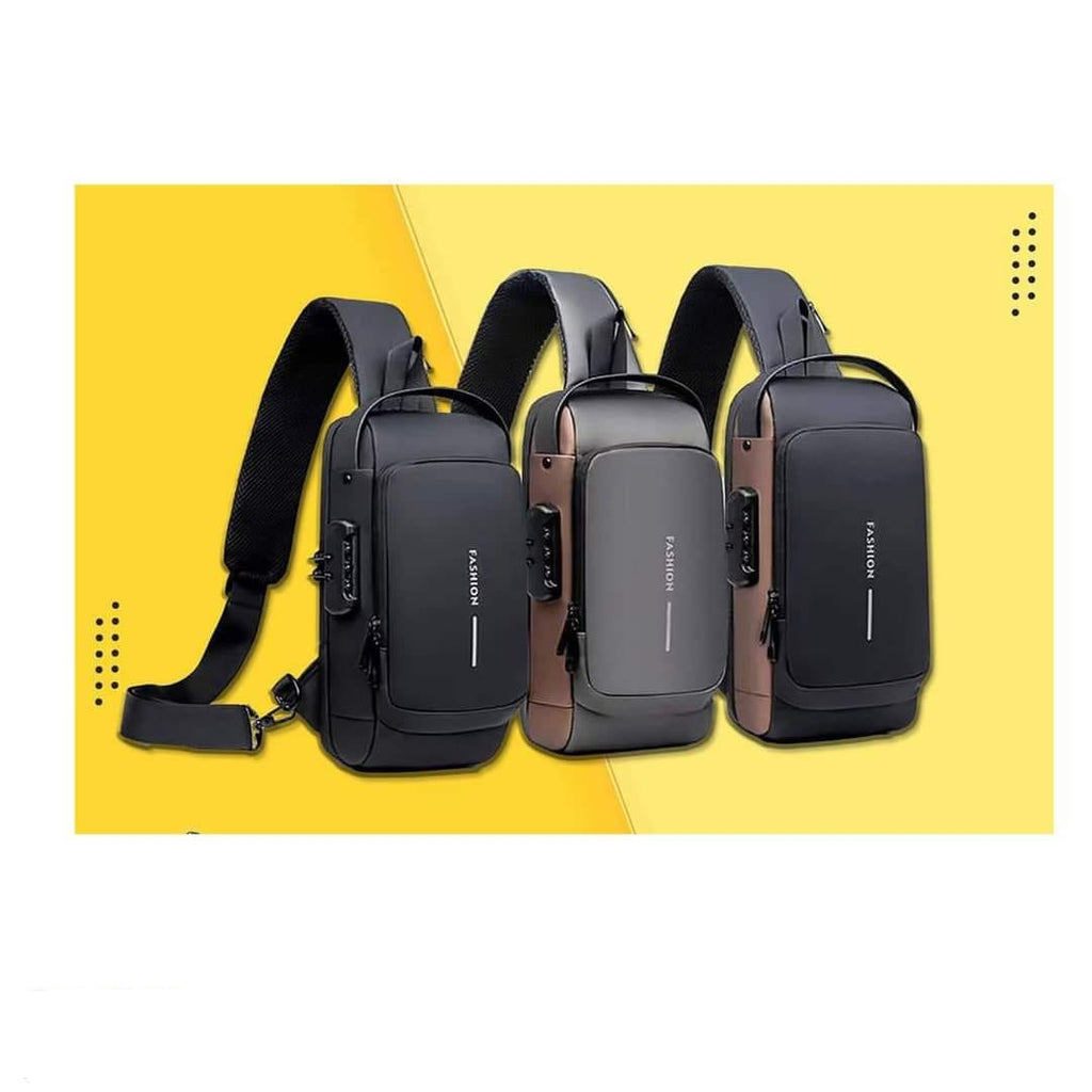 حقيبة كتف للرجال مضادة للسرقة مع منفذ شحن USB مقاومة للماء
