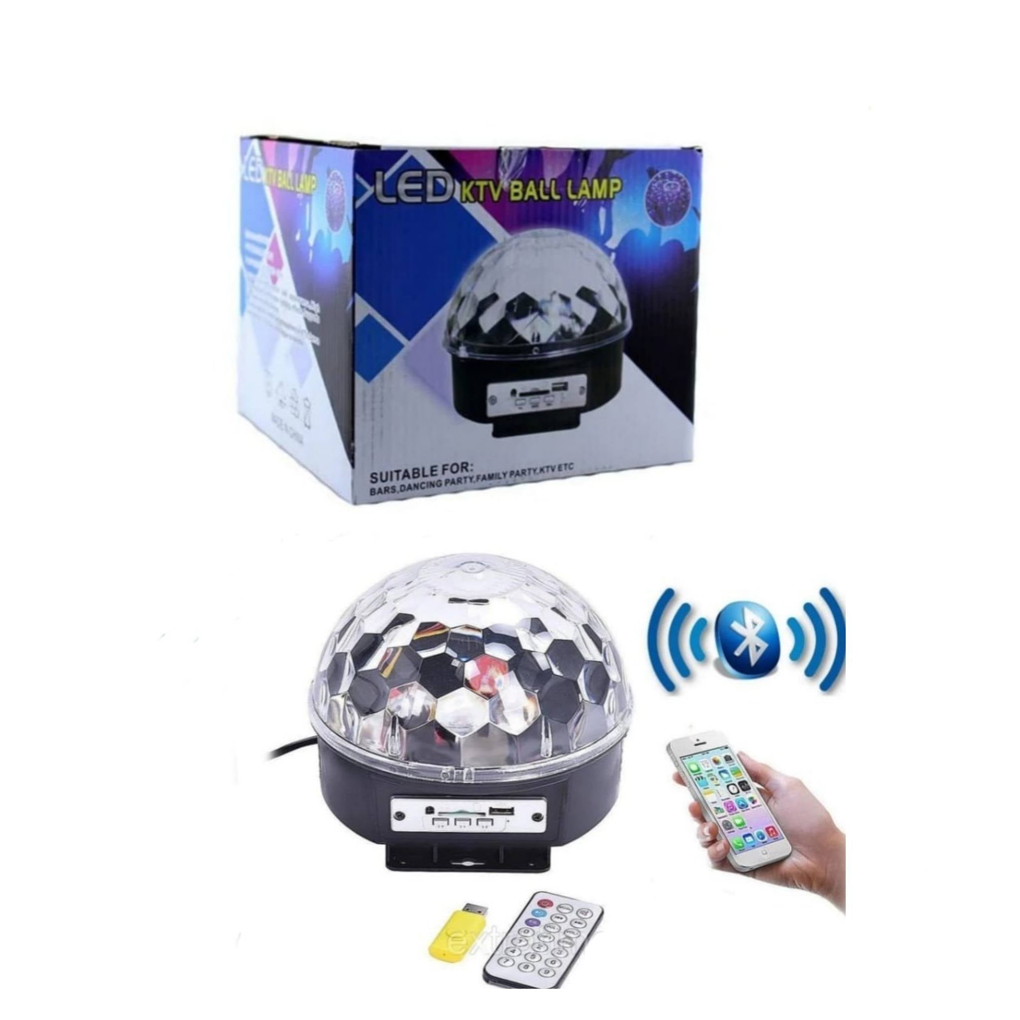 مصباح موسيقى كريستالي للحفلات مع جهاز تحكم عن بعد