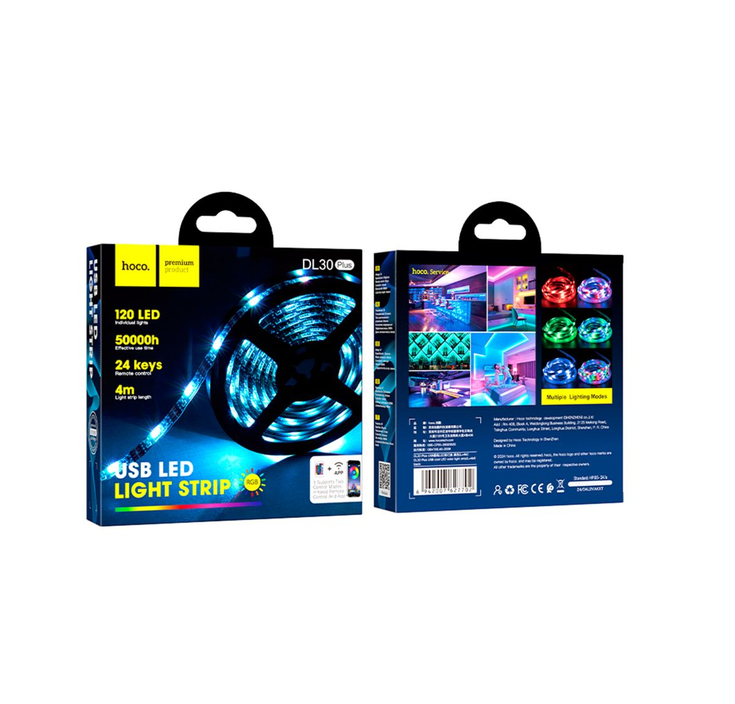 HOCO DL30 Plus USB cool LED color light strip 4M With Remote
