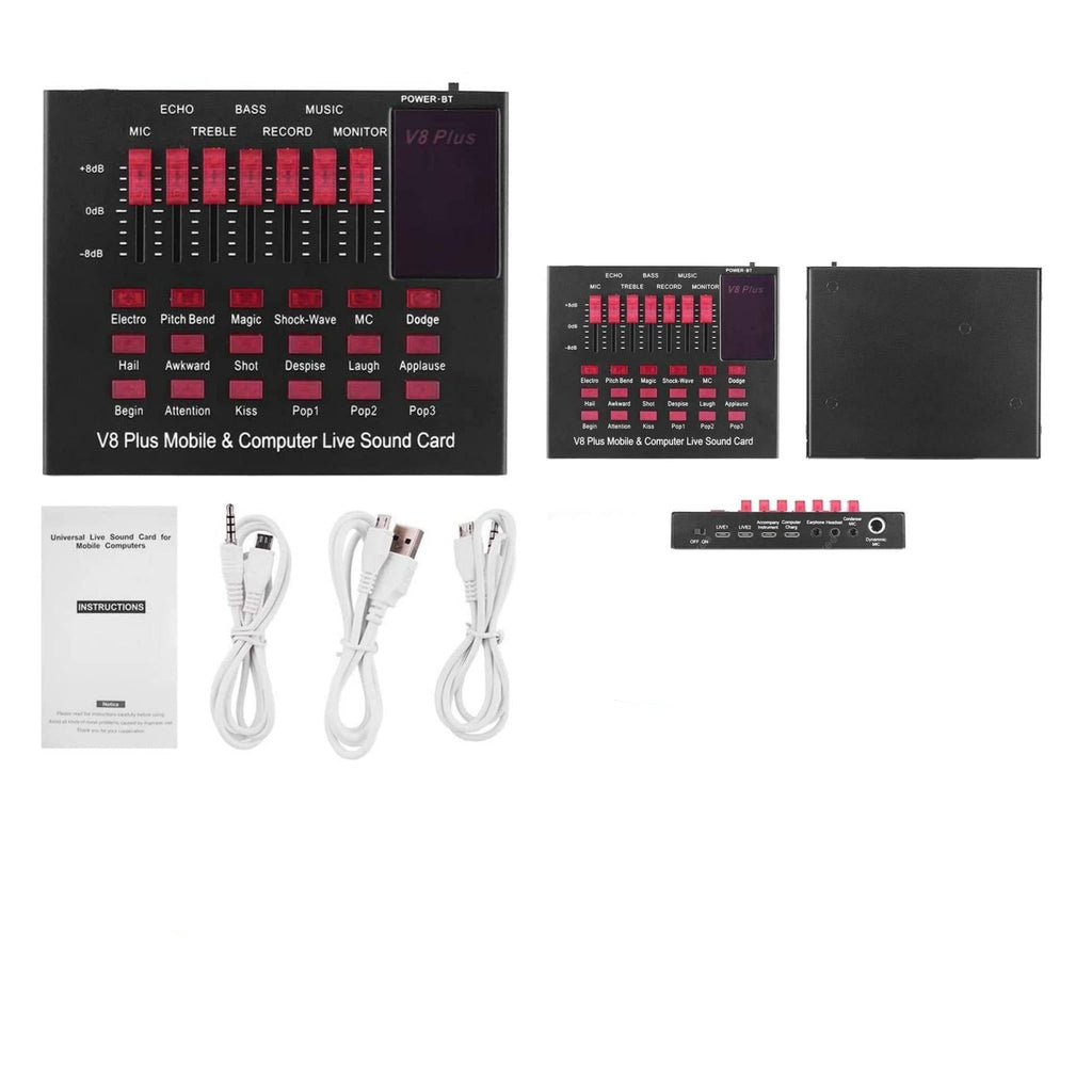 بطاقة صوت البث المباشر لبودكاست V8 Plus