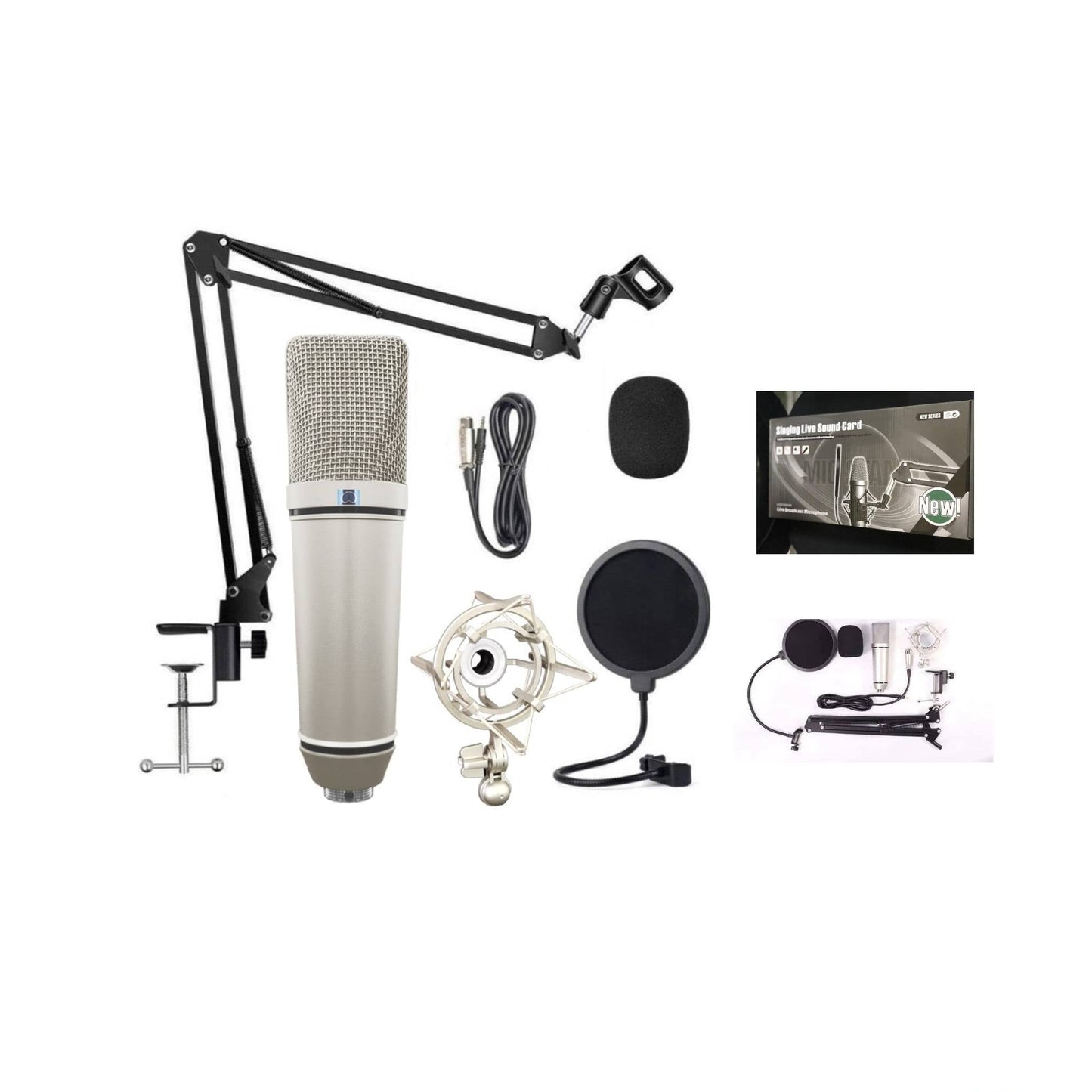 U87P Condenser Podcast Microphone With Stand