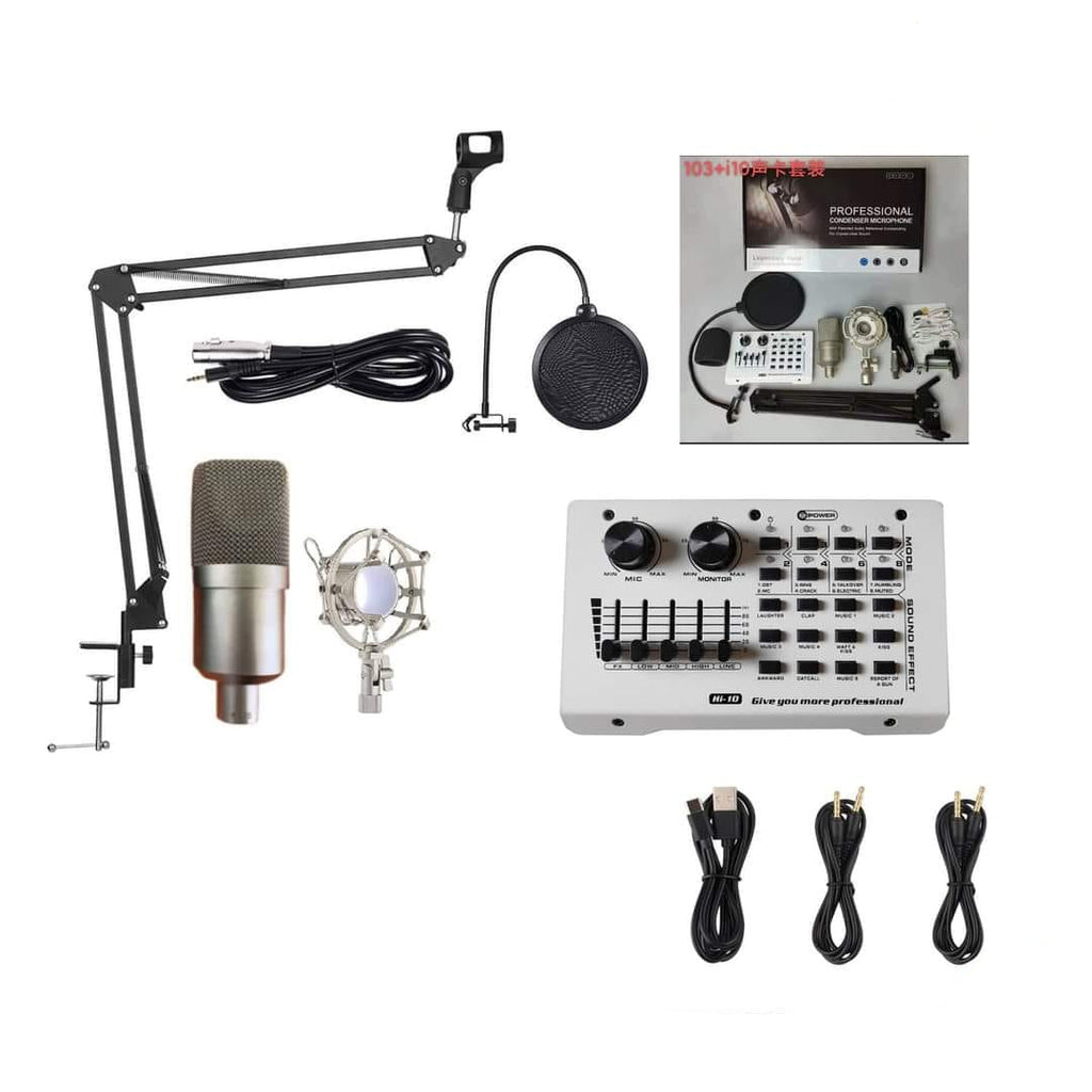 مجموعة كاملة من خلاط الصوت GAM 800F مع ميكروفون مكثف احترافي