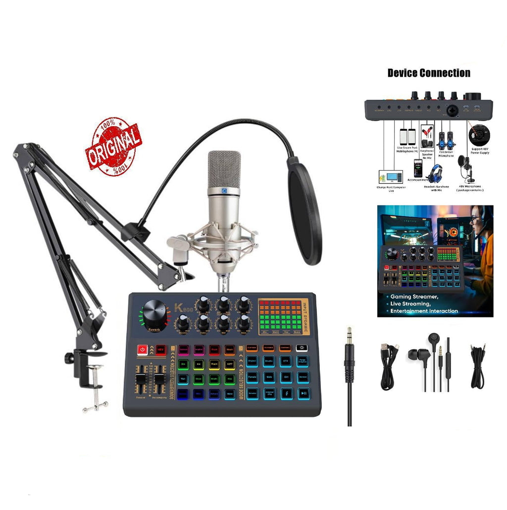 بطاقة صوت K800 مع مجموعة ميكروفون U87P كاملة