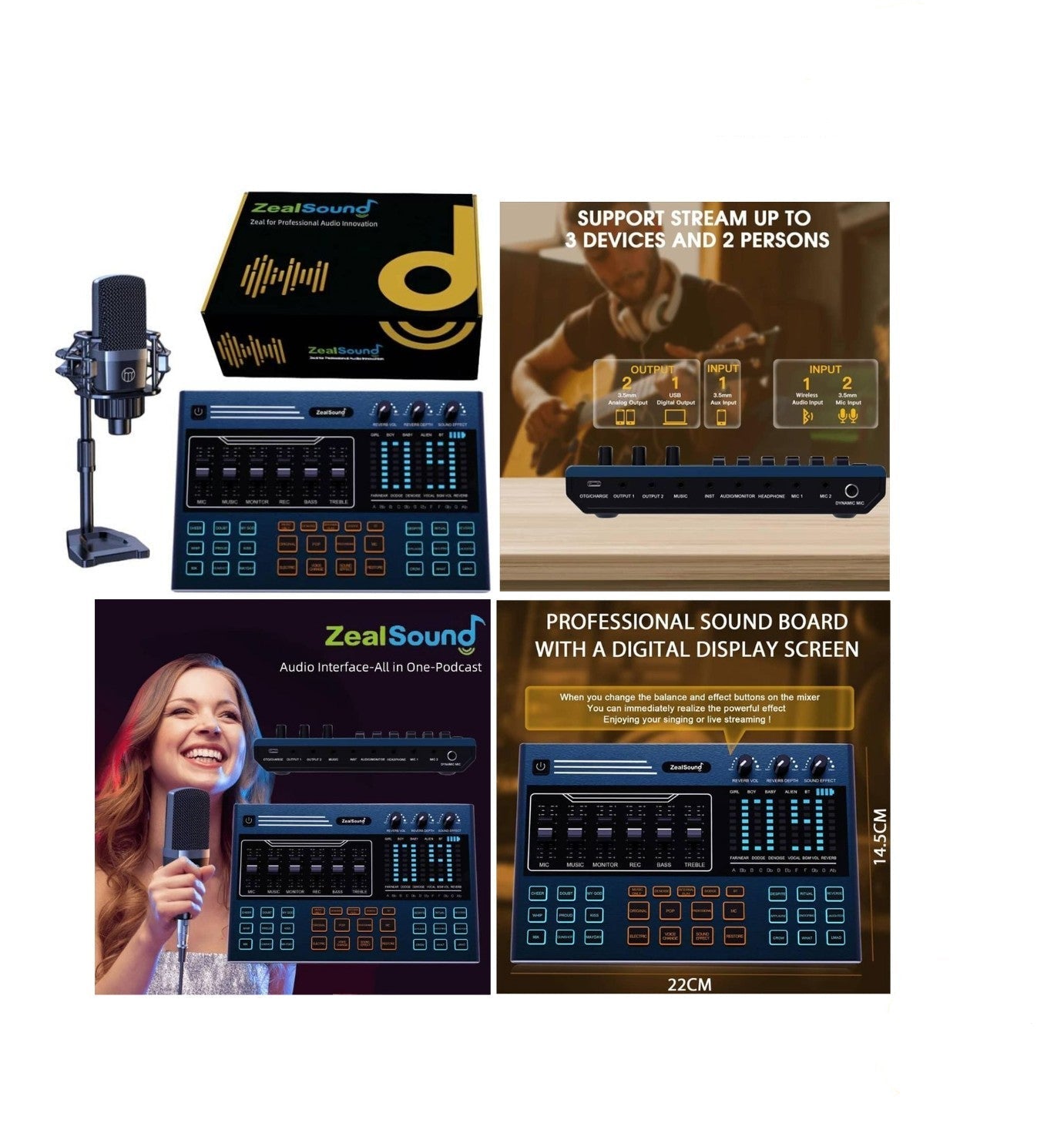 مجموعة بطاقات الصوت والميكروفون الاحترافية Zeal