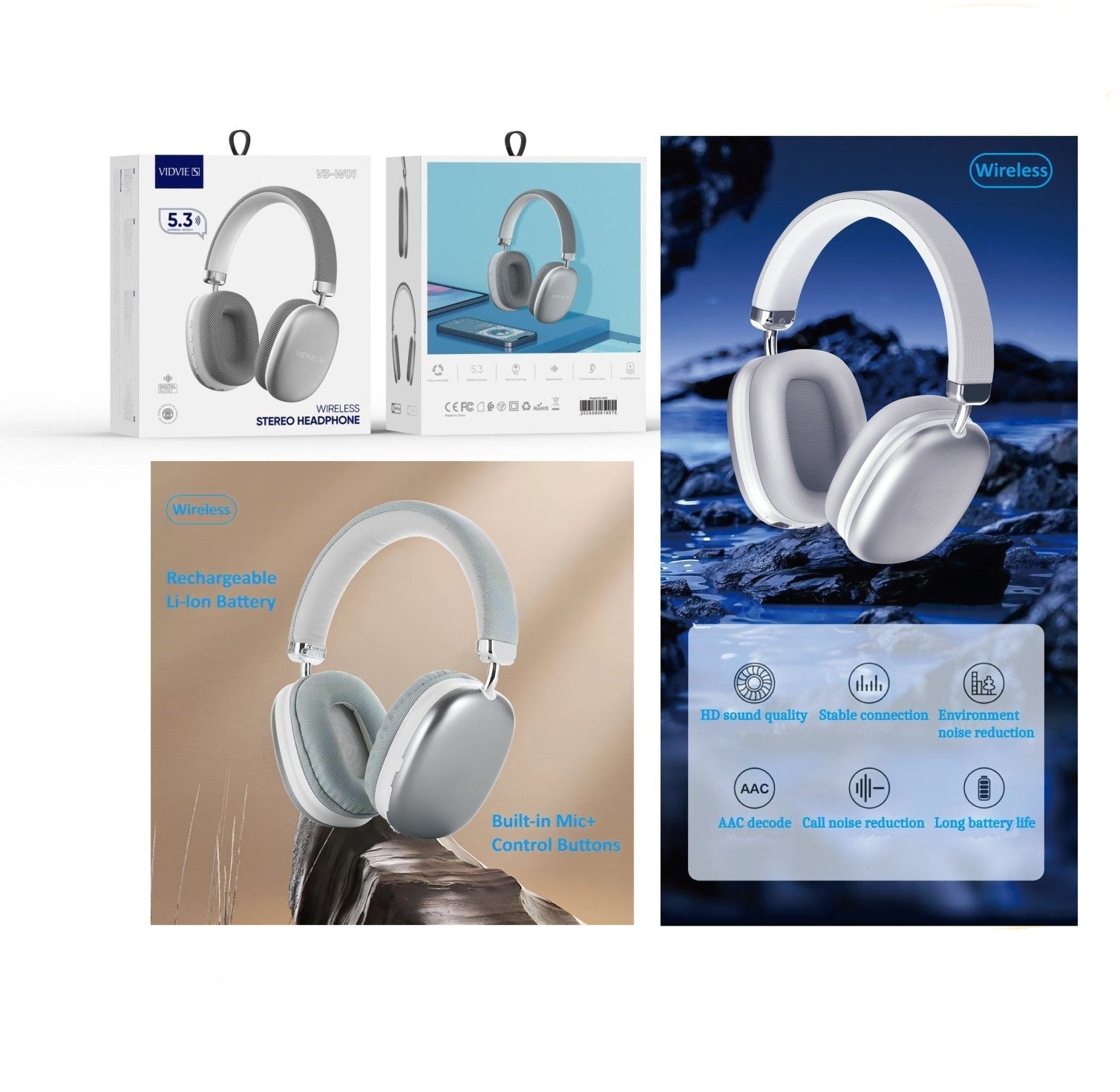 سماعات رأس Vidvie VS-W01 اللاسلكية مع خاصية إلغاء الضوضاء