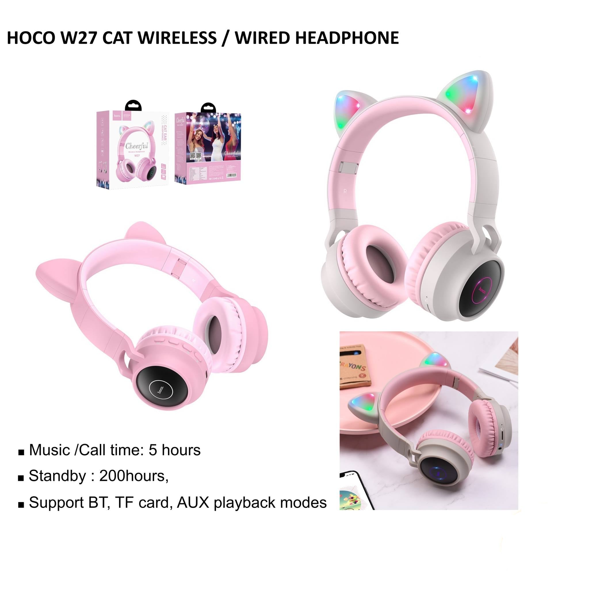 سماعات رأس لاسلكية Hoco W27 Cat ear