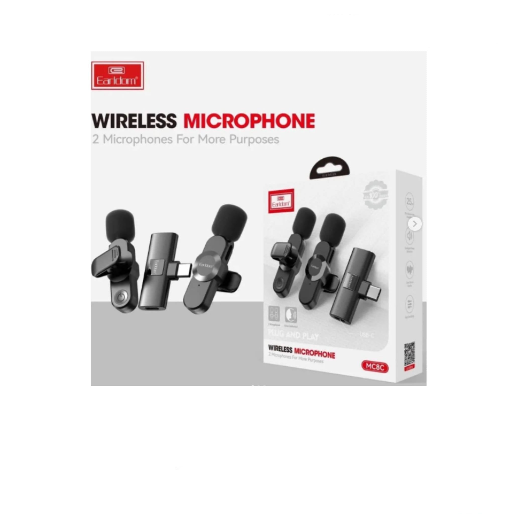 ميكروفون لاسلكي مزدوج من Earldom MC8C لأجهزة Type C أو iPhone