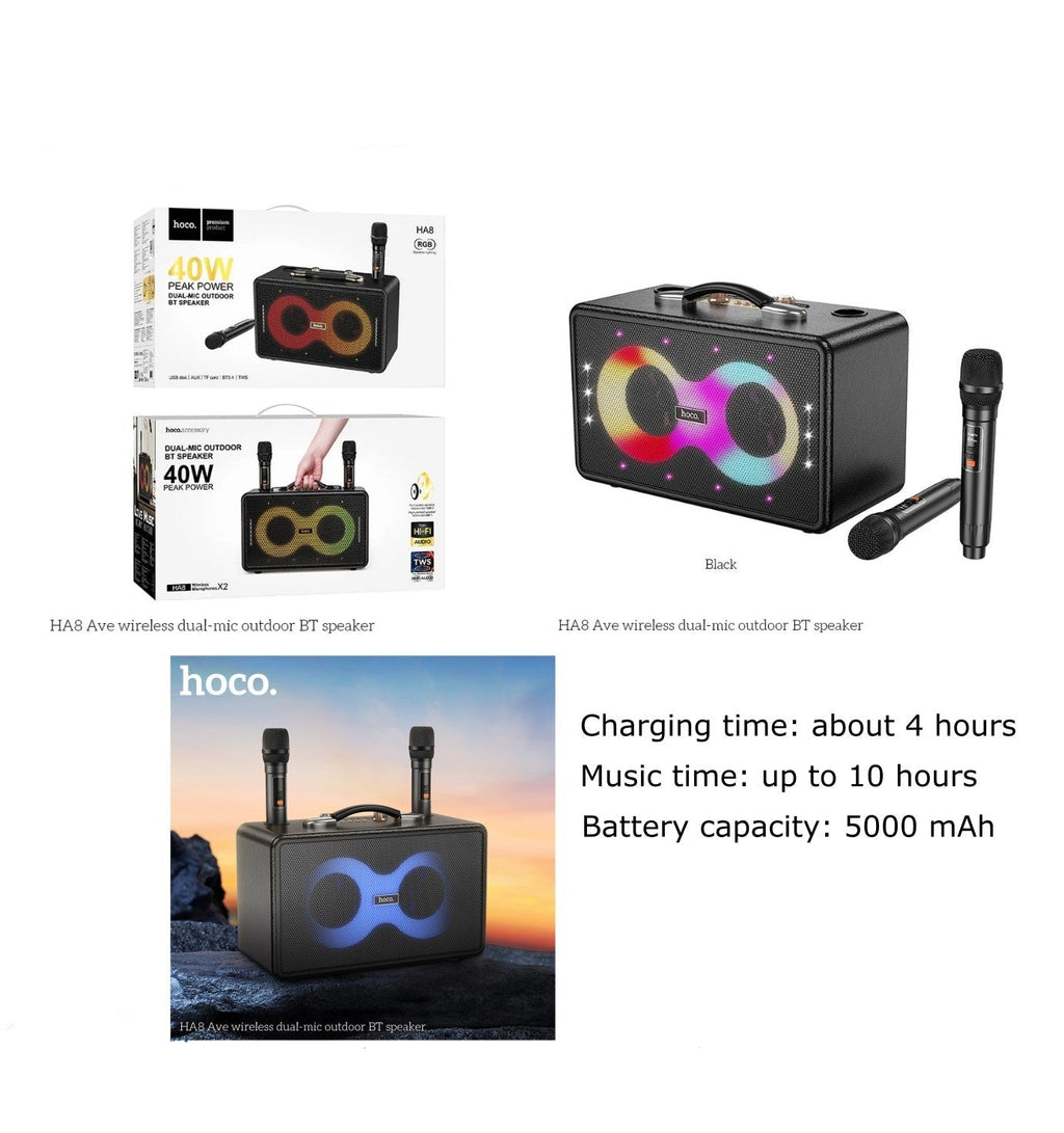 مكبر صوت كاريوكي لاسلكي مزدوج الميكروفون من Hoco HA8 Ave