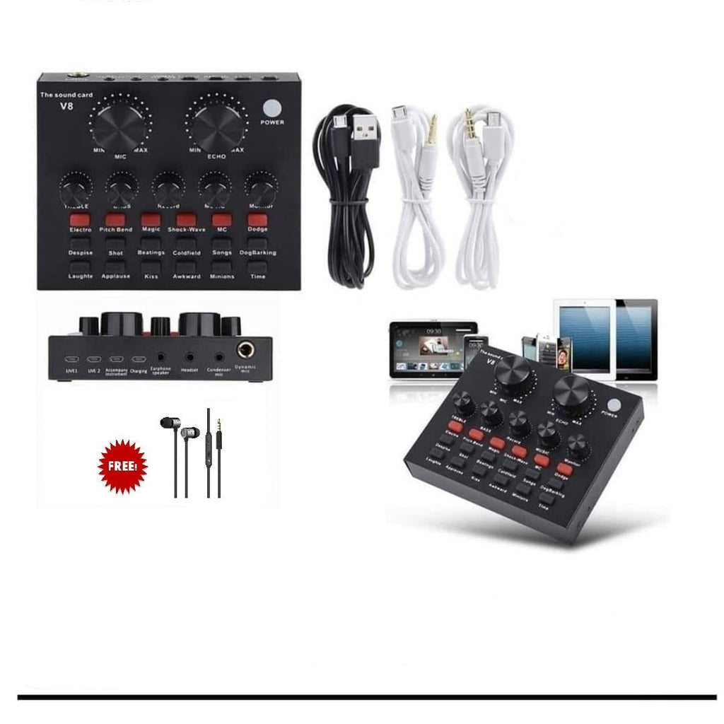 بطاقة صوتية V8 Live مع سماعة أذن مجانية