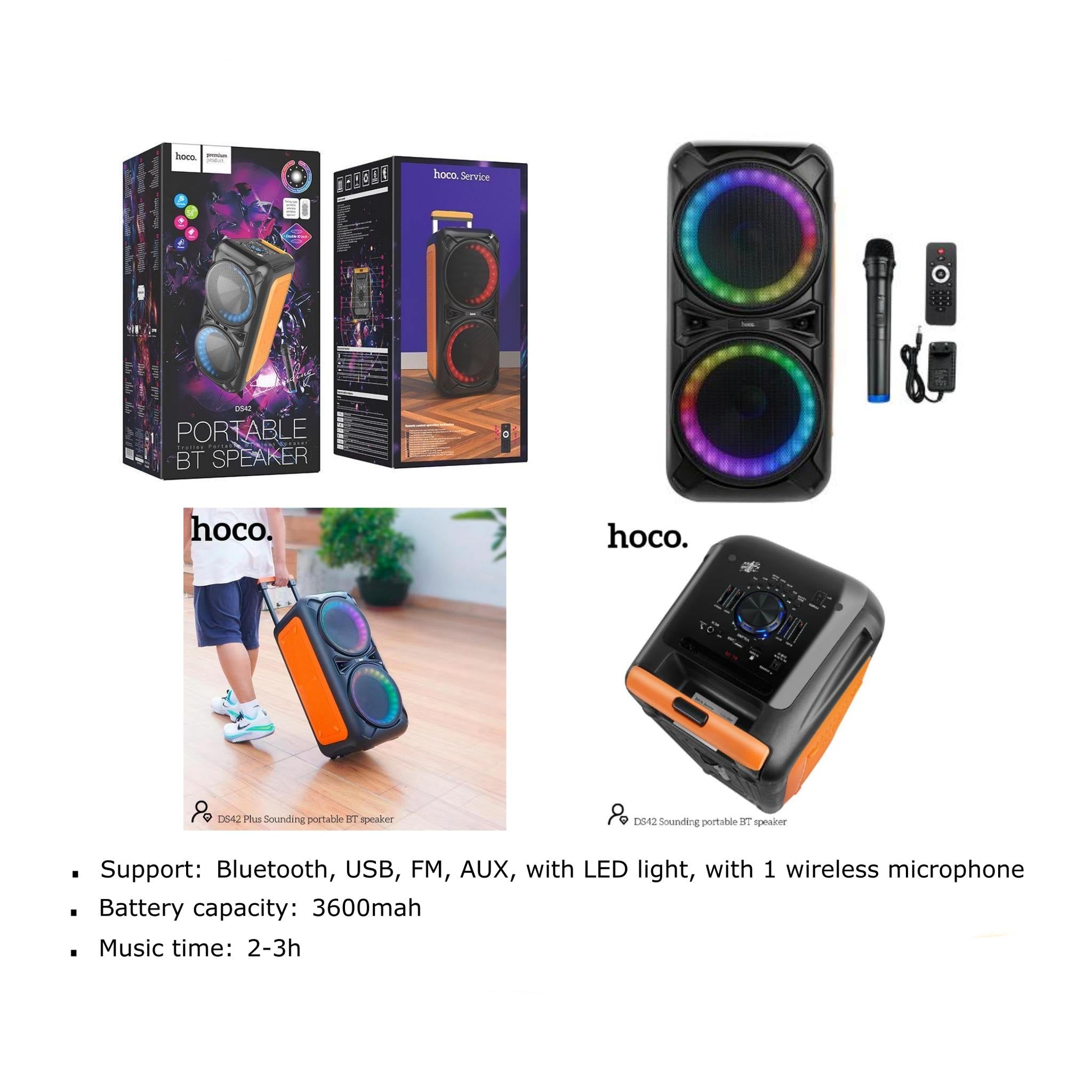 مكبر صوت HOCO DS42 Plus محمول بتقنية البلوتوث مع ميكروفون لاسلكي